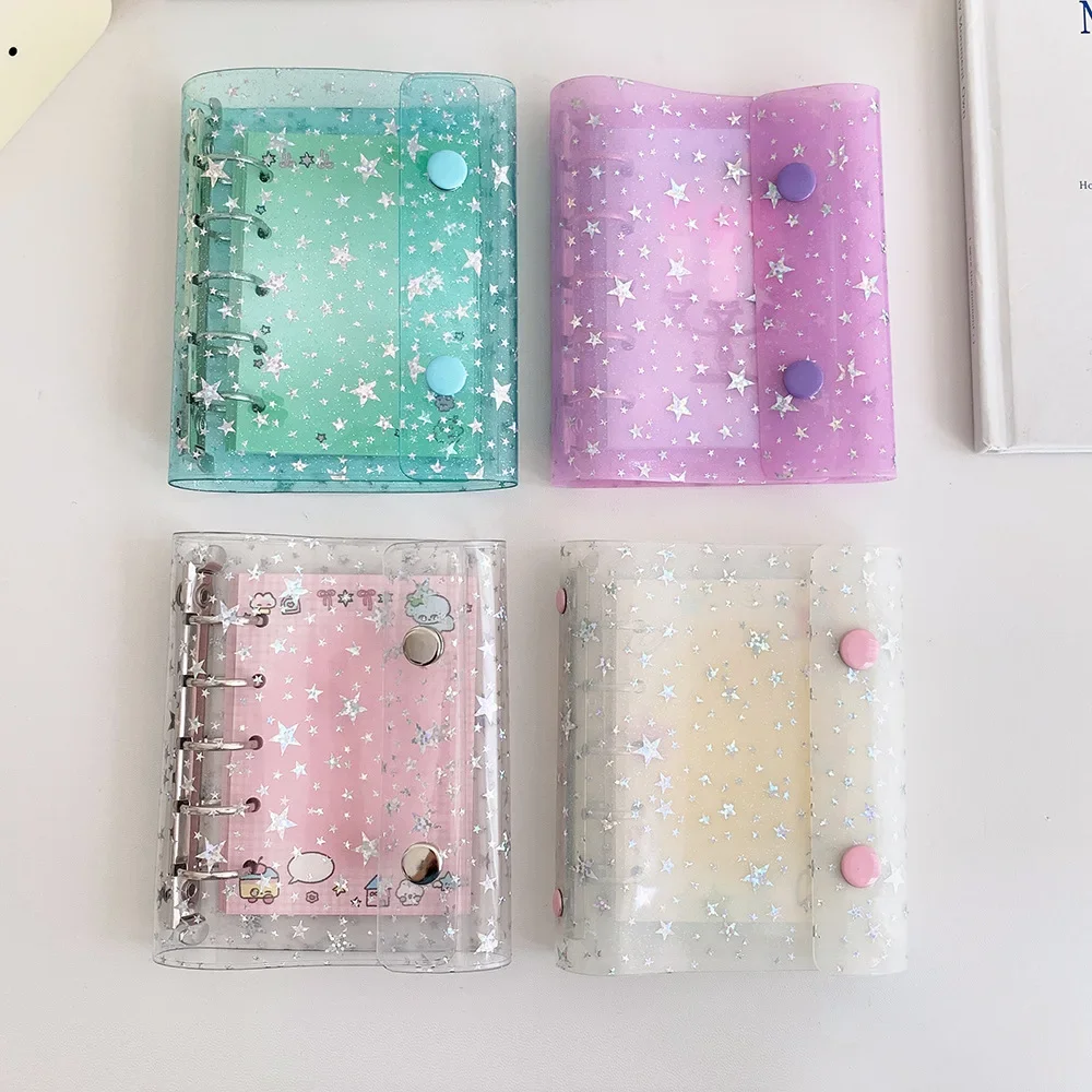 M5 5Holes Transparent Color Star Loose Leaf Candy Colored Binder Cover Journal Sketchbook Accessories Diary Office Supplies