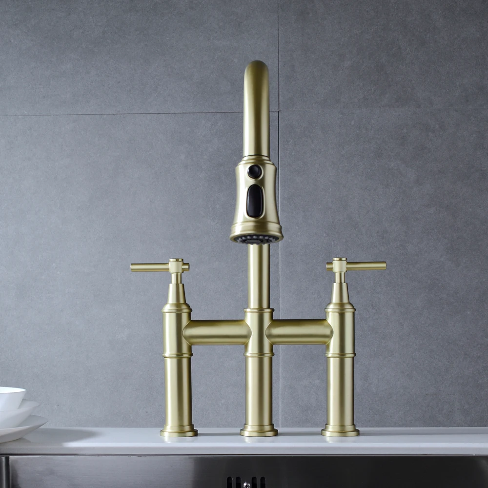 

Bridge Kitchen Faucet with Pull-Down Sprayhead in Spot