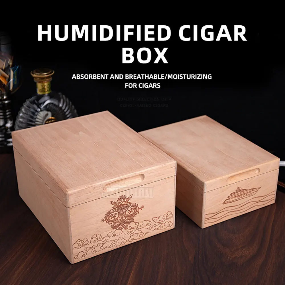 Cigar Aging Box: Solid Cedar, Sealed, Unvarnished, Large-Capacity Cigar Aging and Humidification Box