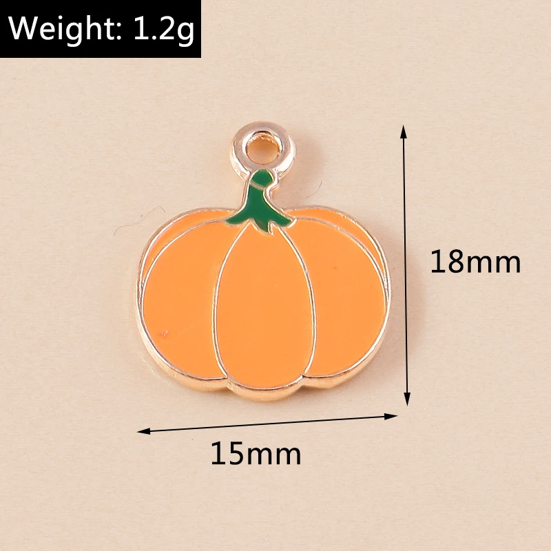 10 Stück Niedliche Emaille-Anhänger in Form von Kürbis, Orange und Pilz für Schmuckherstellung, Ohrringe, Halsketten, Armbänder, DIY-Bastelbedarf – Detail 6