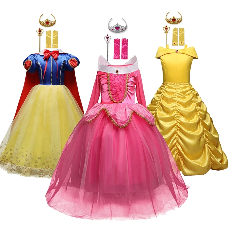 Princess Dresses for Kids Girl Fancy Child Dress Up Clothes for 4-10 Y Disguise Easter Snow Queen Cosplay Costumes for Birthday