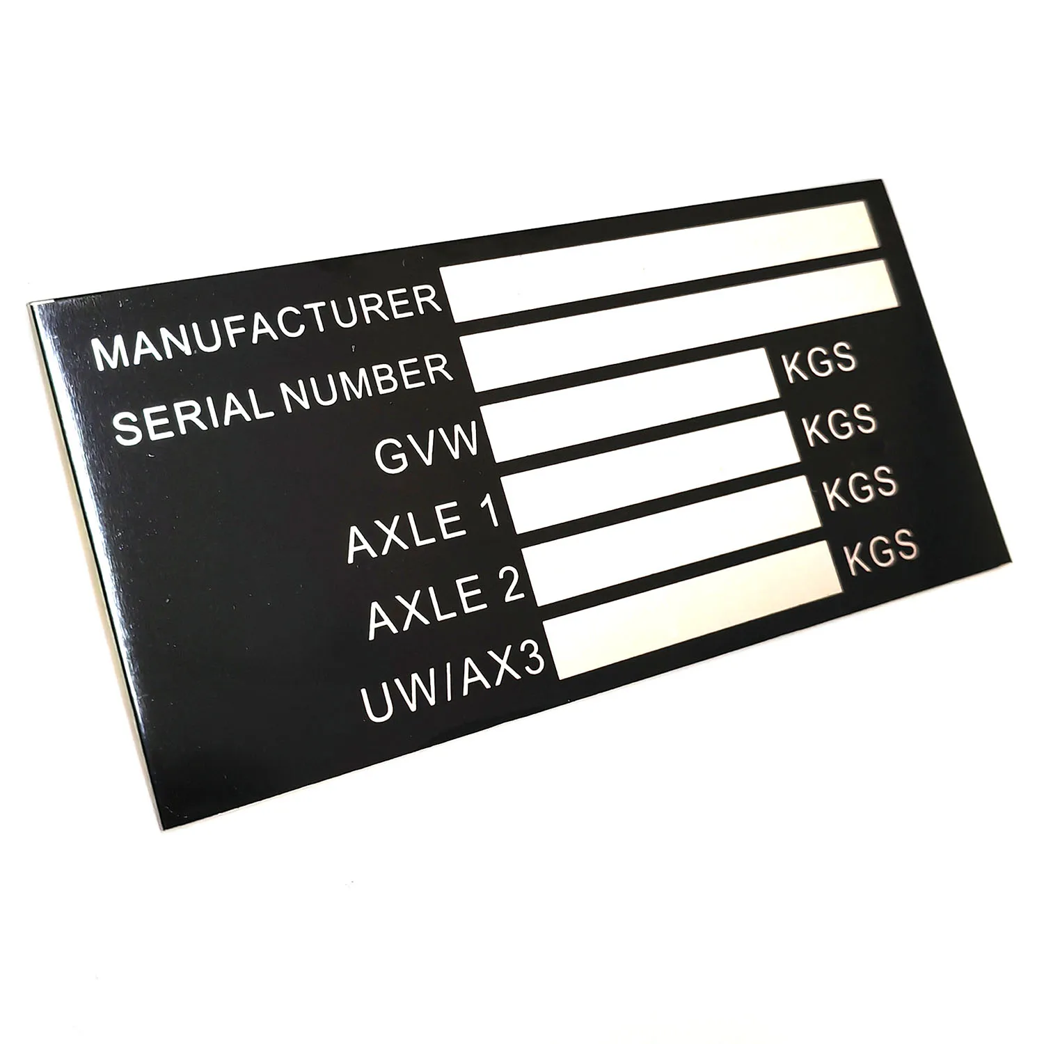 

Пустые алюминиевые номерные знаки VIN для прицепов, идентификационные таблички, серийные номера производителя, GVW, оси 1, оси 2, UW/AX3