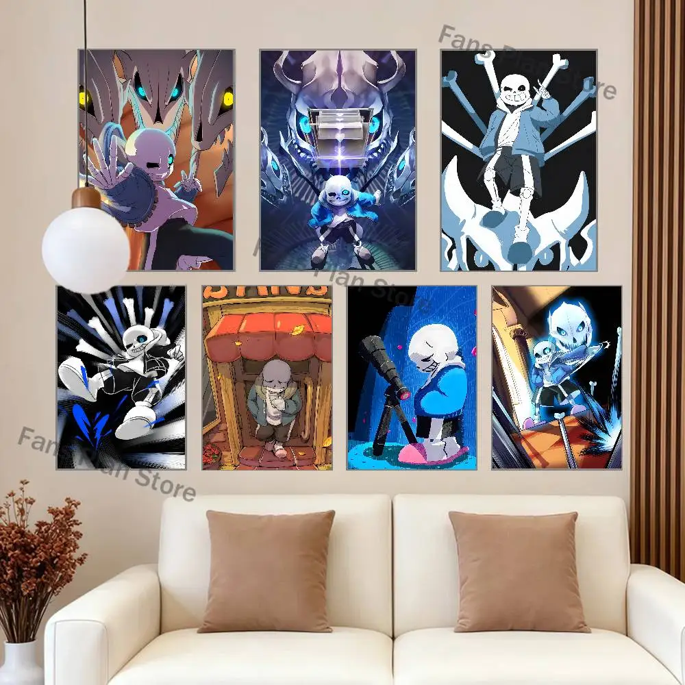 Game U-Undertale Sans Club Bar Paper Vintage Poster Wall Art Painting Bedroom Study Stickers