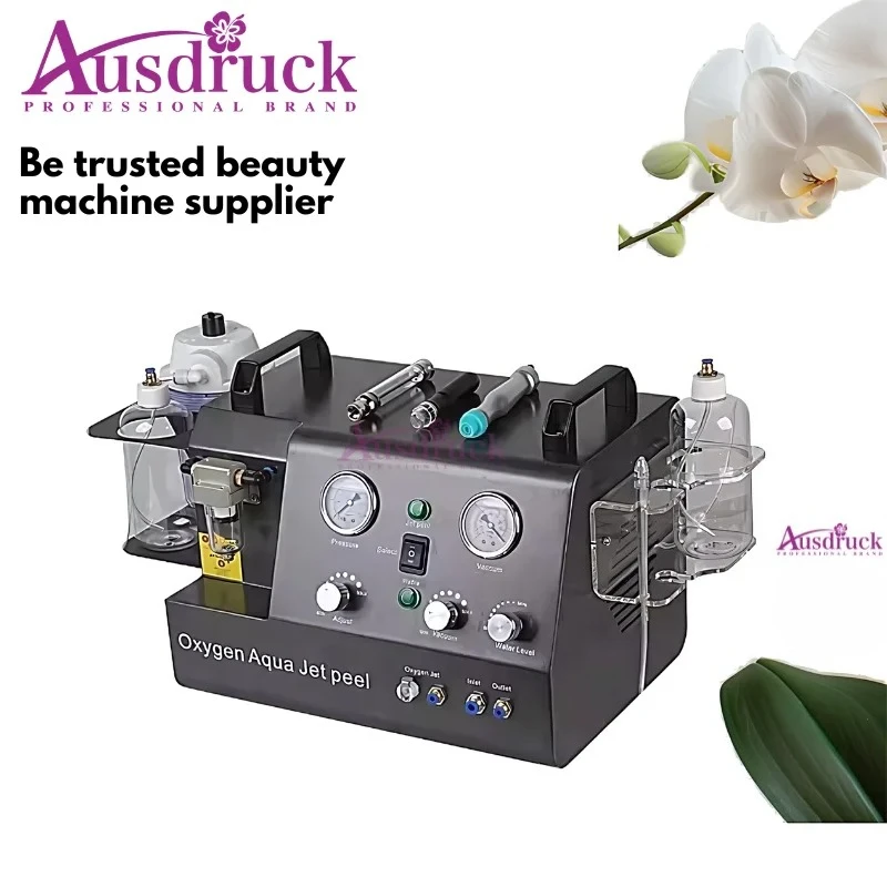 4 in 1 Hydro Dermabrasion Machine Oxygen Aqua Jet Peel Facial Skin Care Device 3 Handles Beauty Equipment for Deep Cleansing