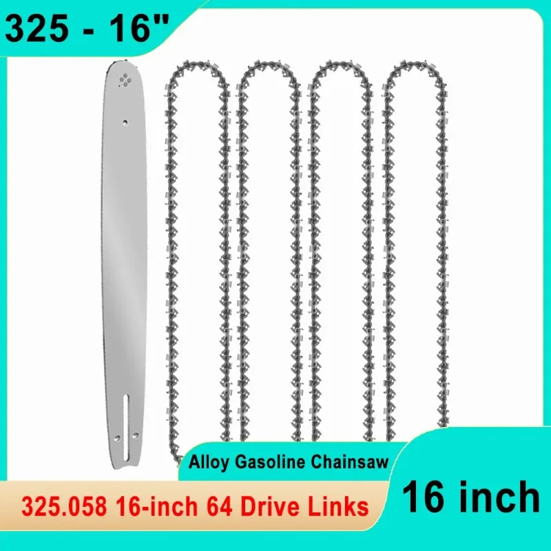 

16-дюймовая бензопила 64DL с шагом цепи 0,325 дюйма, направляющая шина 0,058 дюйма, прецизионные закругленные зубья из сплава, 16-дюймовая бензопильная цепь для дерева