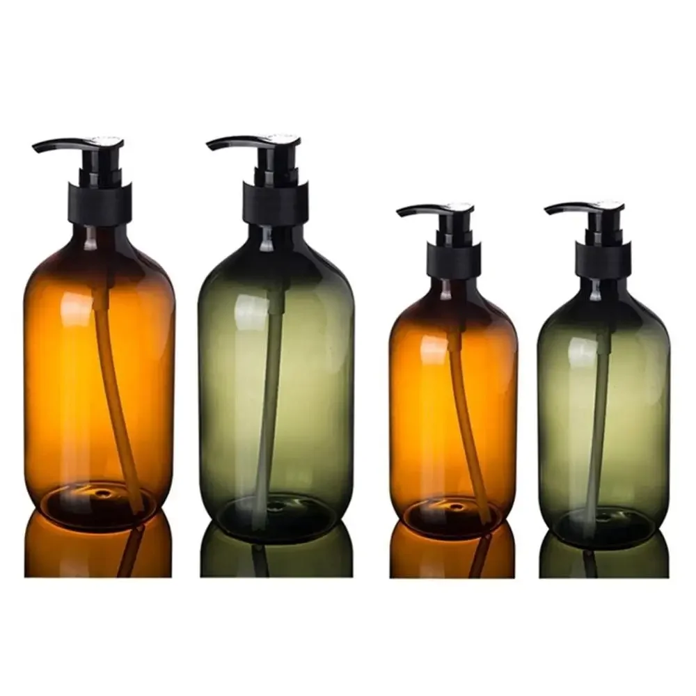 New PET Shampoo Bottle 300ML/500ML Brown Green White Gel Lotions Reusable Reusable Bottles