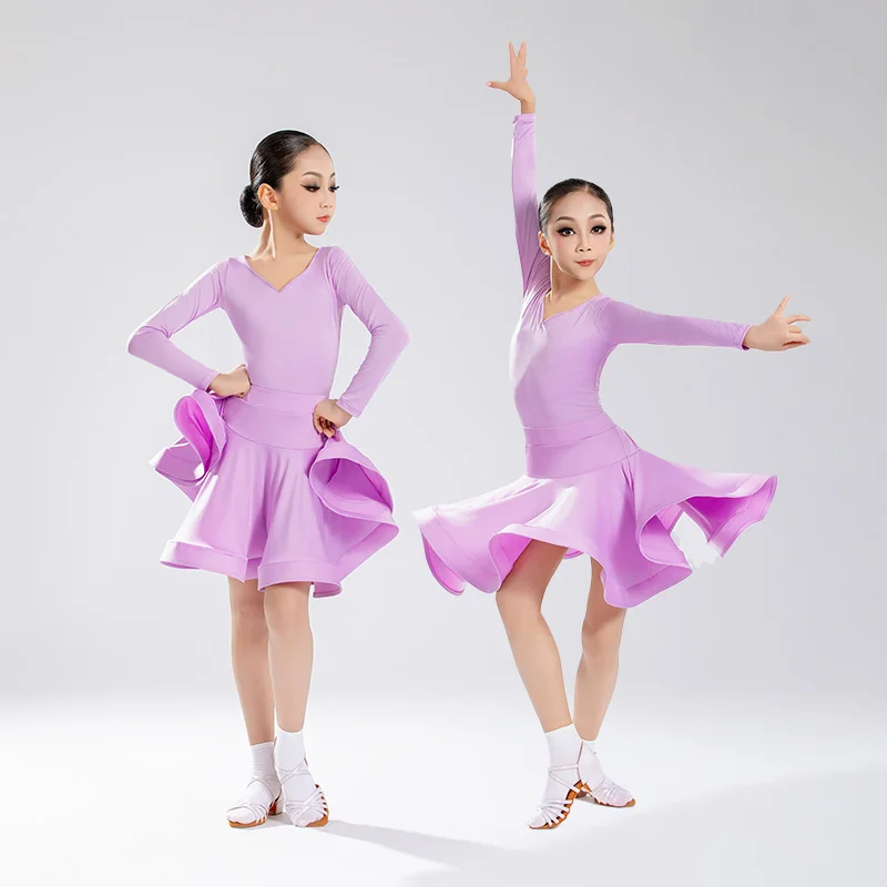 

Детские костюмы для латинских танцев, тренировочные костюмы, стандартные костюмы для соревнований для девочек, профессиональный костюм для латинских танцев