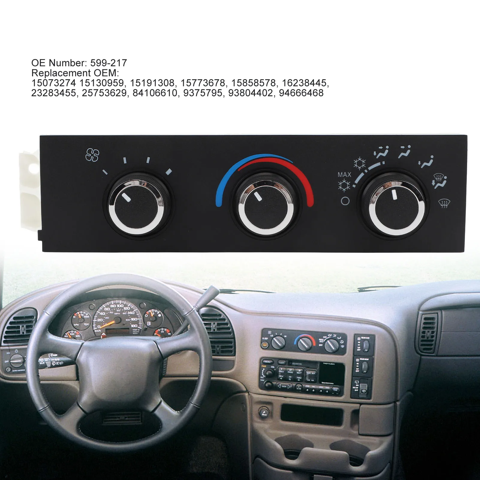 

HVAC Control Module 599‑217 AC Heater Front Climate Control Module for Express 1500 2500 3500 Astro