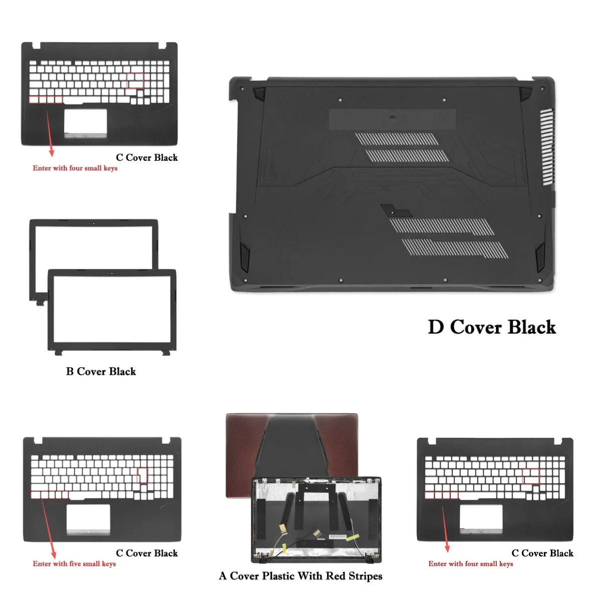 

For FZ53 FX53 KX53 GL553 FX553 ZX553 Metal Laptop LCD Back Cover Front Bezel Palmrest Bottom Case Hinge Replace Cover