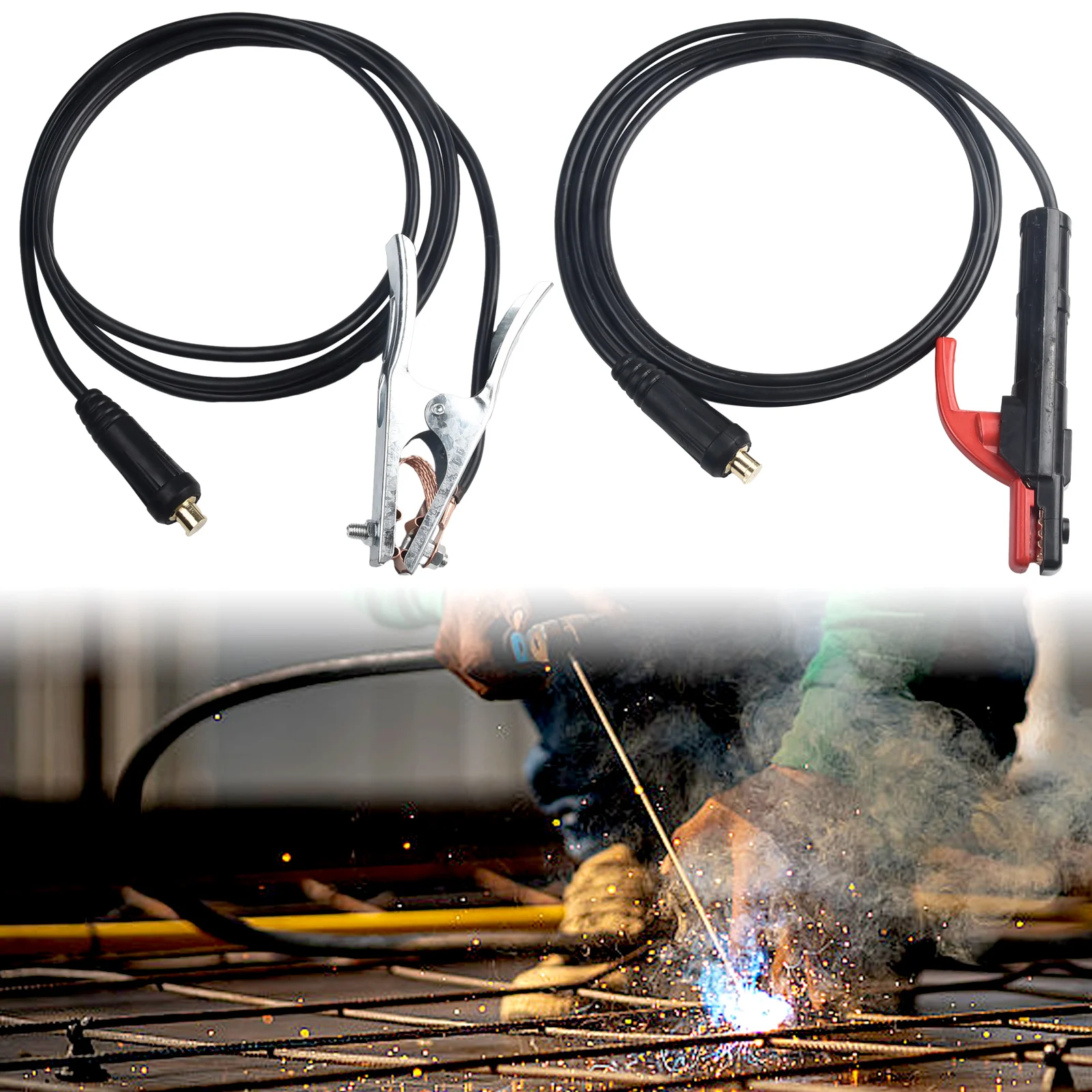 Welding Ground Clamp Cable 300A for MMA Inverter Machine Non Conductive Heat Resistant Handle Easy Replacement Design