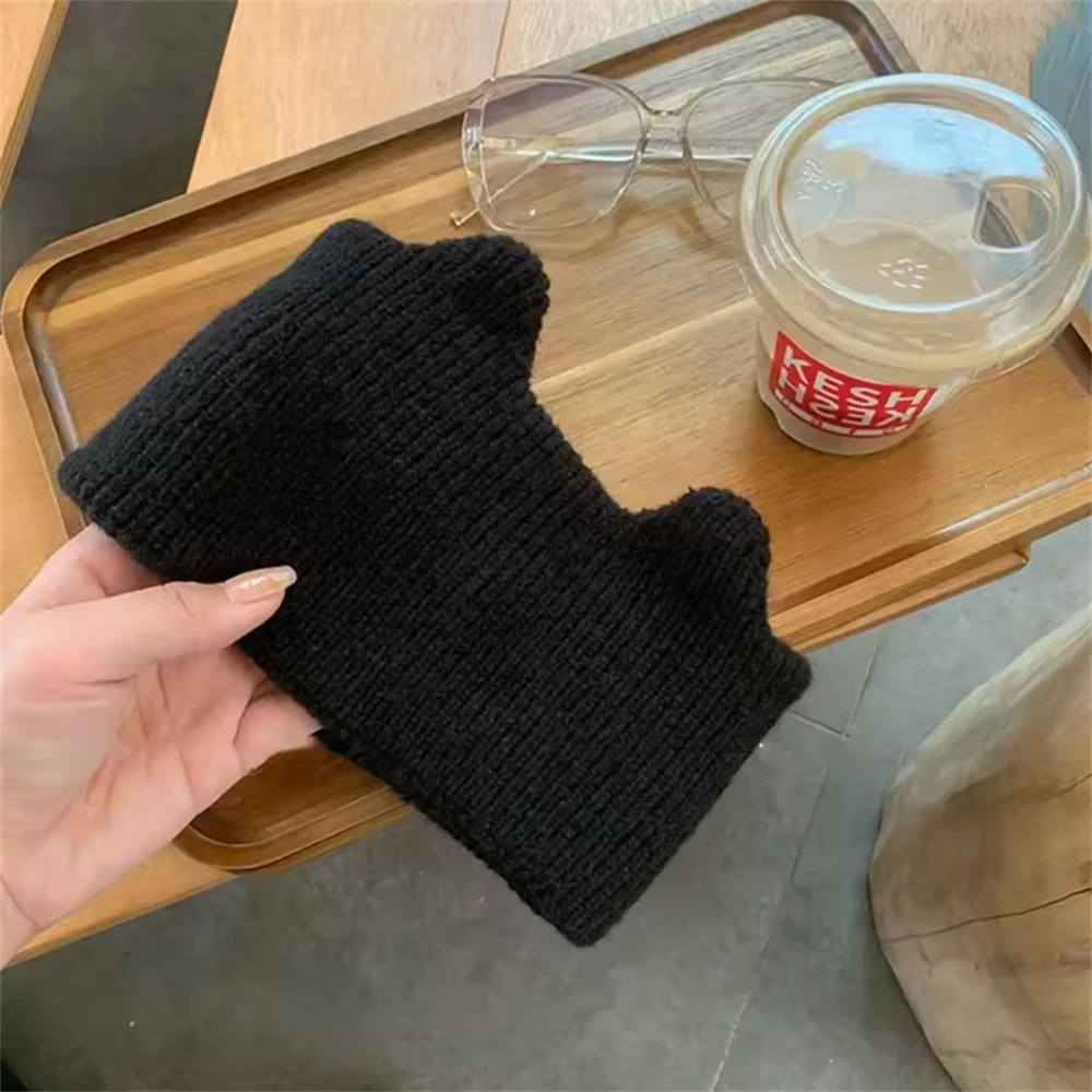 Black Cat Ears Warm Knitted Headband Female Retro Elastic Hair Bands Wide-brimmed Head Wrap Headwrap Accessories