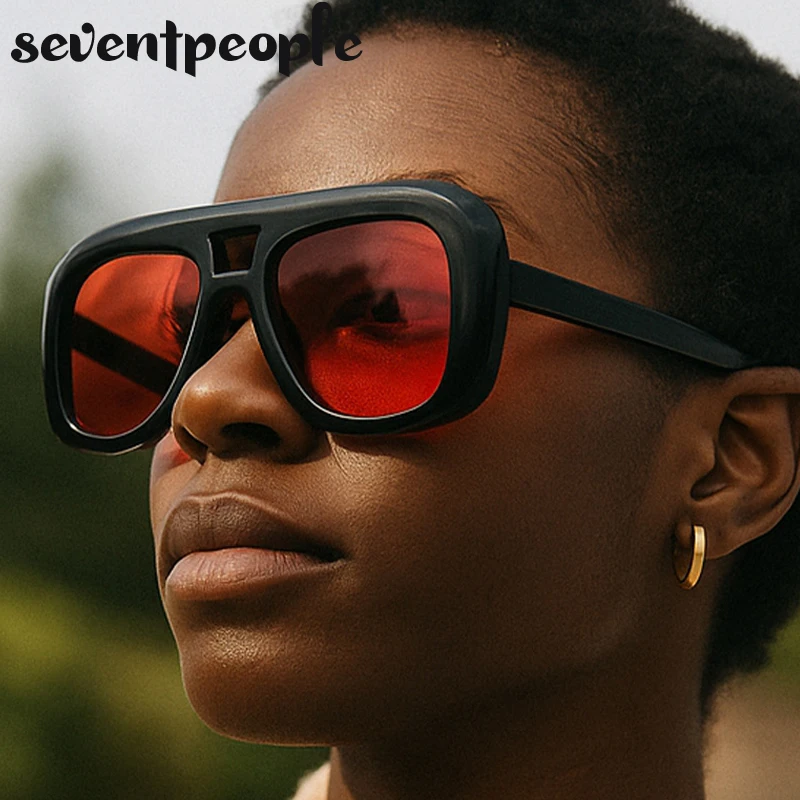 

Vintage Oversized Punk Pilot Shield Sunglasses Women 2025 Luxury Brand Steampunk Double Beam Sun Glasses for Lady Retro Shades