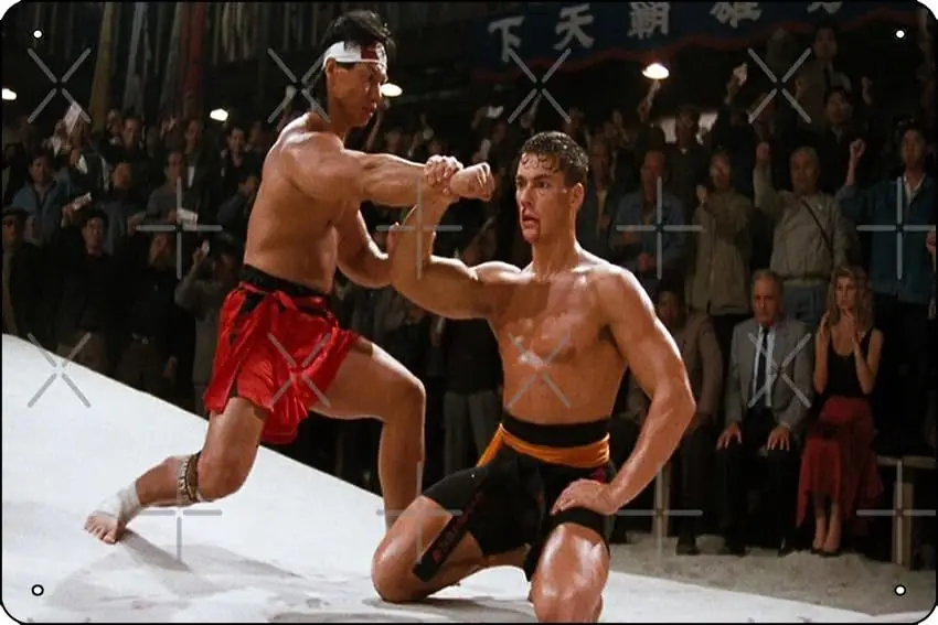 Oedrtqi Bloodsport final Match, Jean Claude Van Damme Poster Metal Tin Sign Plaque Man Cave Wall 8x12 Inch Wall Art Decoration