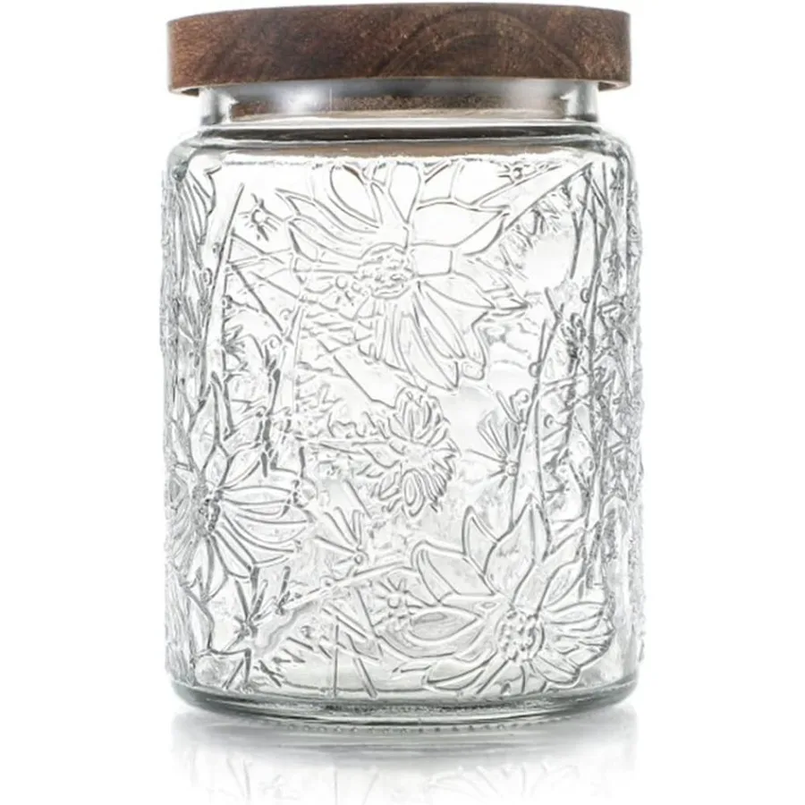 

ANSQU Vintage Glass Jar with Lid 23.7 Oz 700ml Cookie Sugar Storage Container for Kitchen Pantry Bath Salts Coffee Tea Decorati