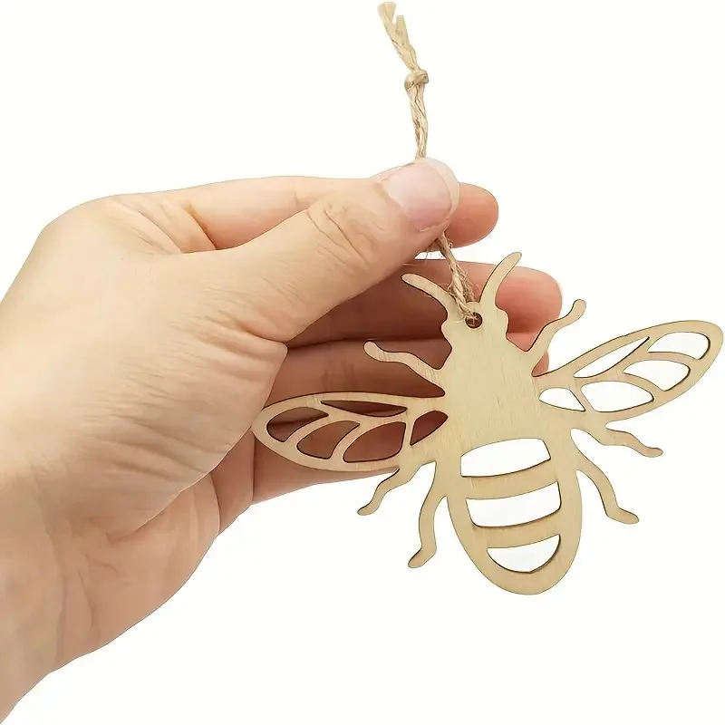 10szt Drewniane ozdoby pszczół Drewniane ozdoby pszczół trzmiel Dekoracja drzewa Niedokończone wycięcia w kształcie pszczół DIY Craft Gift Tags