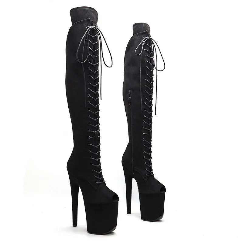 Leecabe Suede 20CM/8inches suede upper Pole dancing shoes High Heel platform Boots Pole Dance boots knee high boots