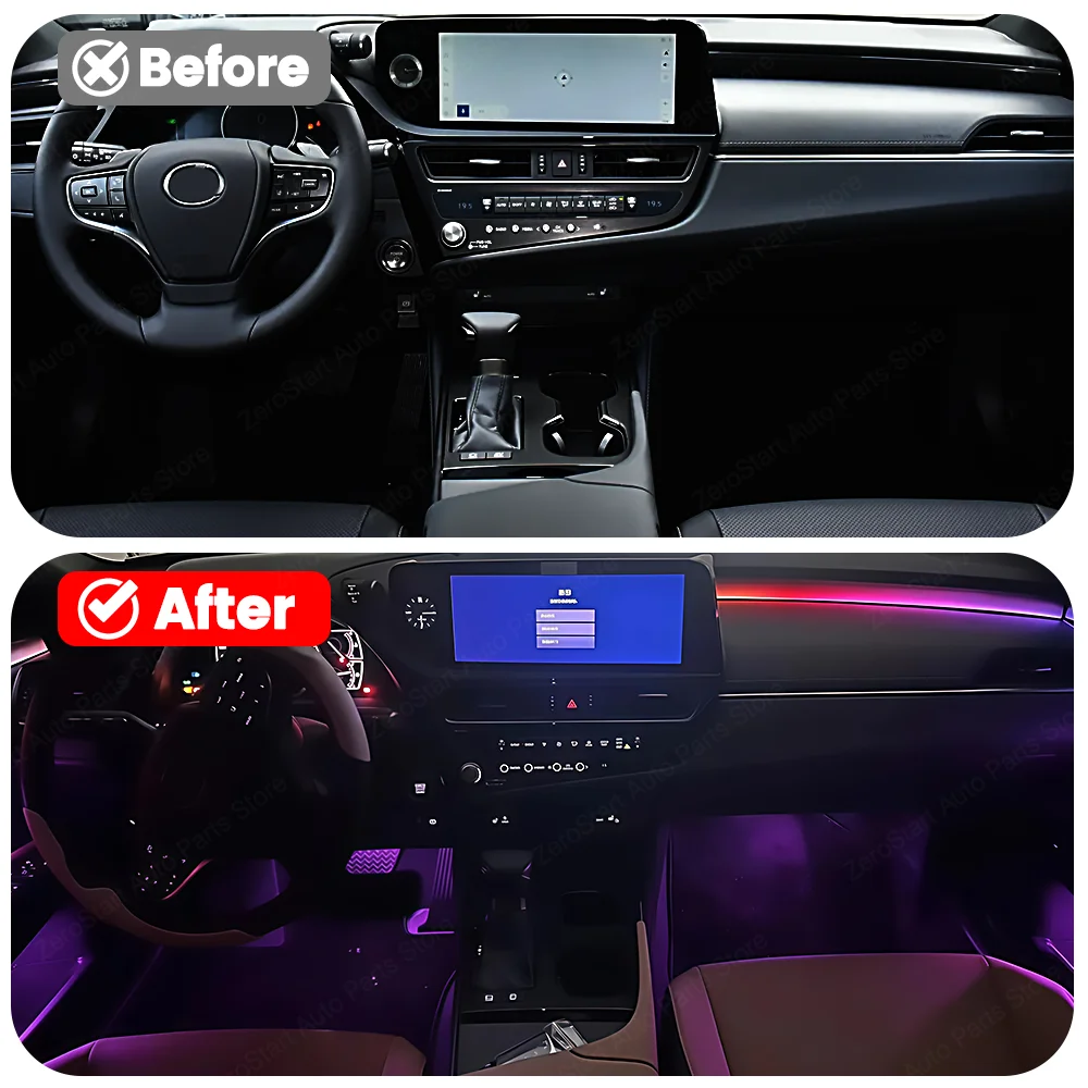 自動車用LED 64色 車内雰囲気灯 レクサスES 300 200 260対応 ダイナミックライトガイドバー ドアパネルライト 2018-2023