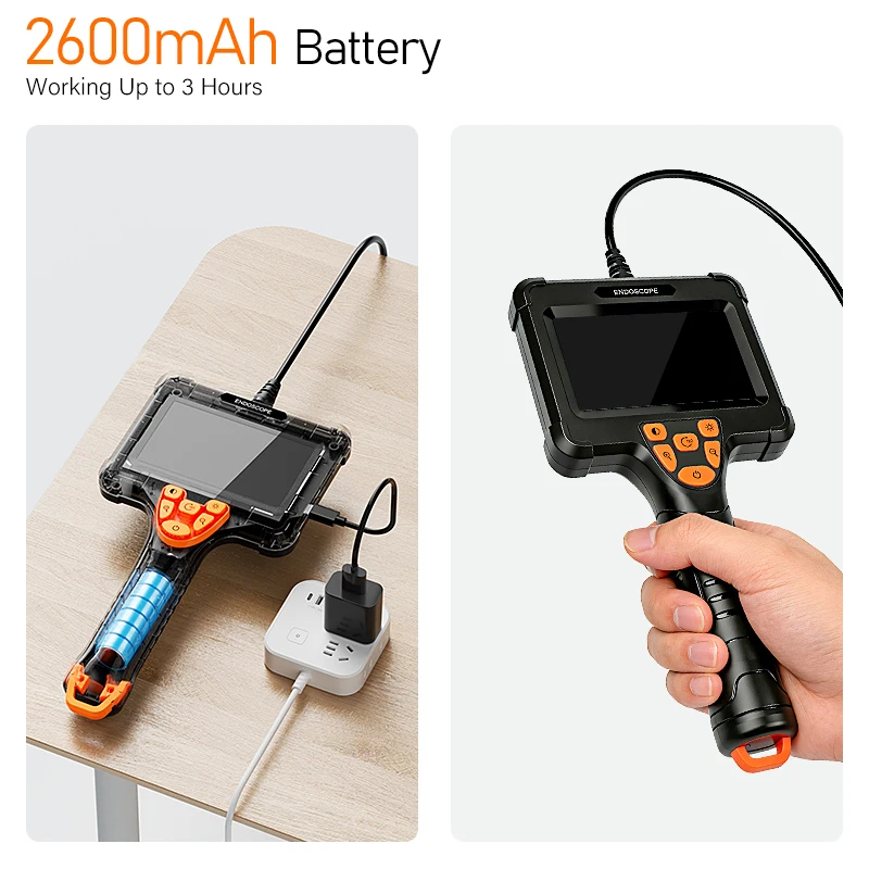 Industrial Endoscope Single Dual Camera 4.3'' IPS Screen Automotive Pipe Inspection Borescope 8LEDs 8MM Lens Waterproof 2600mAh image 5