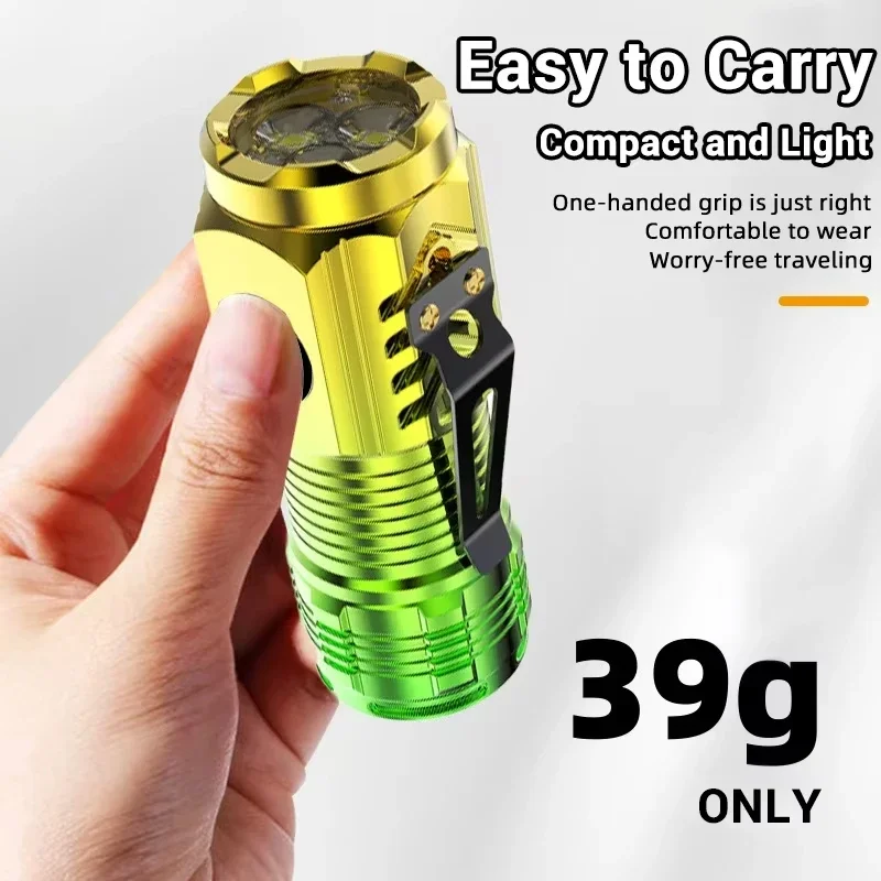 戦術的な3LEDミニ懐中電灯、屋外用3LEDトーチ、帽子クリップ付き、USB充電式作業灯、ハイキング、キャンプ、車修理用5モード