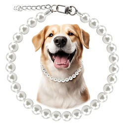 12-22Inch Dog Pearl Necklace Adjustable Elegant Pet Pearl Collar Jewelry Necklace Accessories for Small Medium Large Dogs