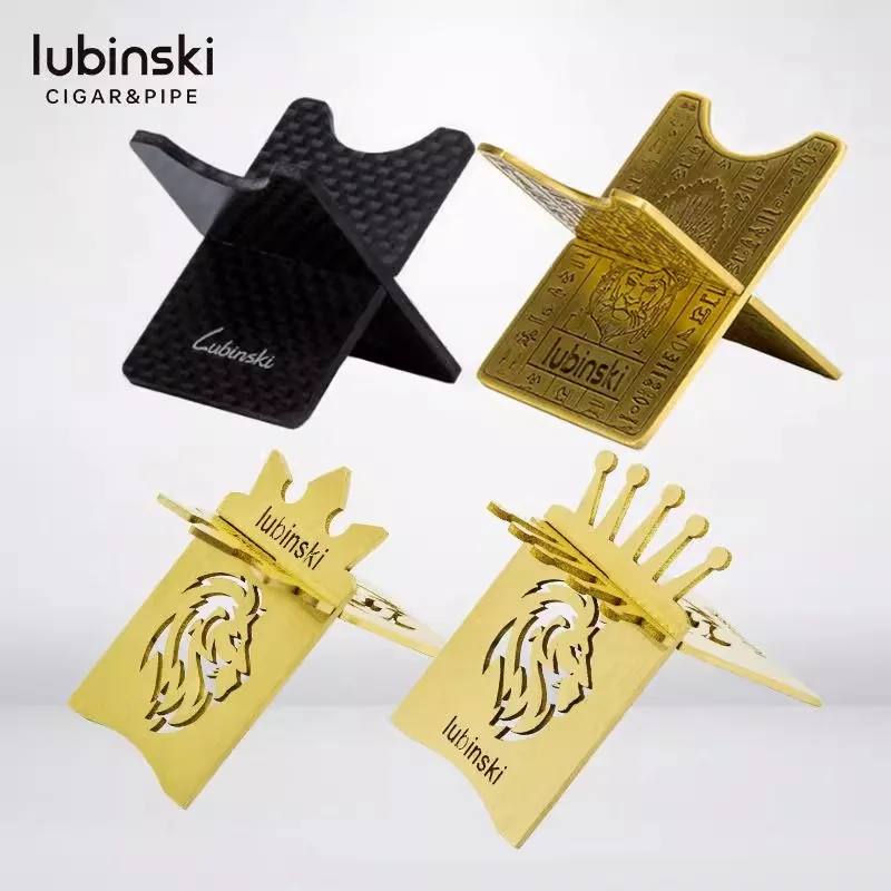 

Портативная разборная подставка для сигар LUBINSKI из чистой меди и углеродного волокна, держатель для сигар, инструмент, подарочная коробка YJA-20001