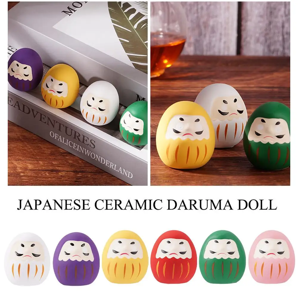 2023 Japanese Ceramic Daruma Doll Crafts Lucky Charm Gifts Ornament Landscape Home Decor Desk Accessories Miniature Fortune V0B5