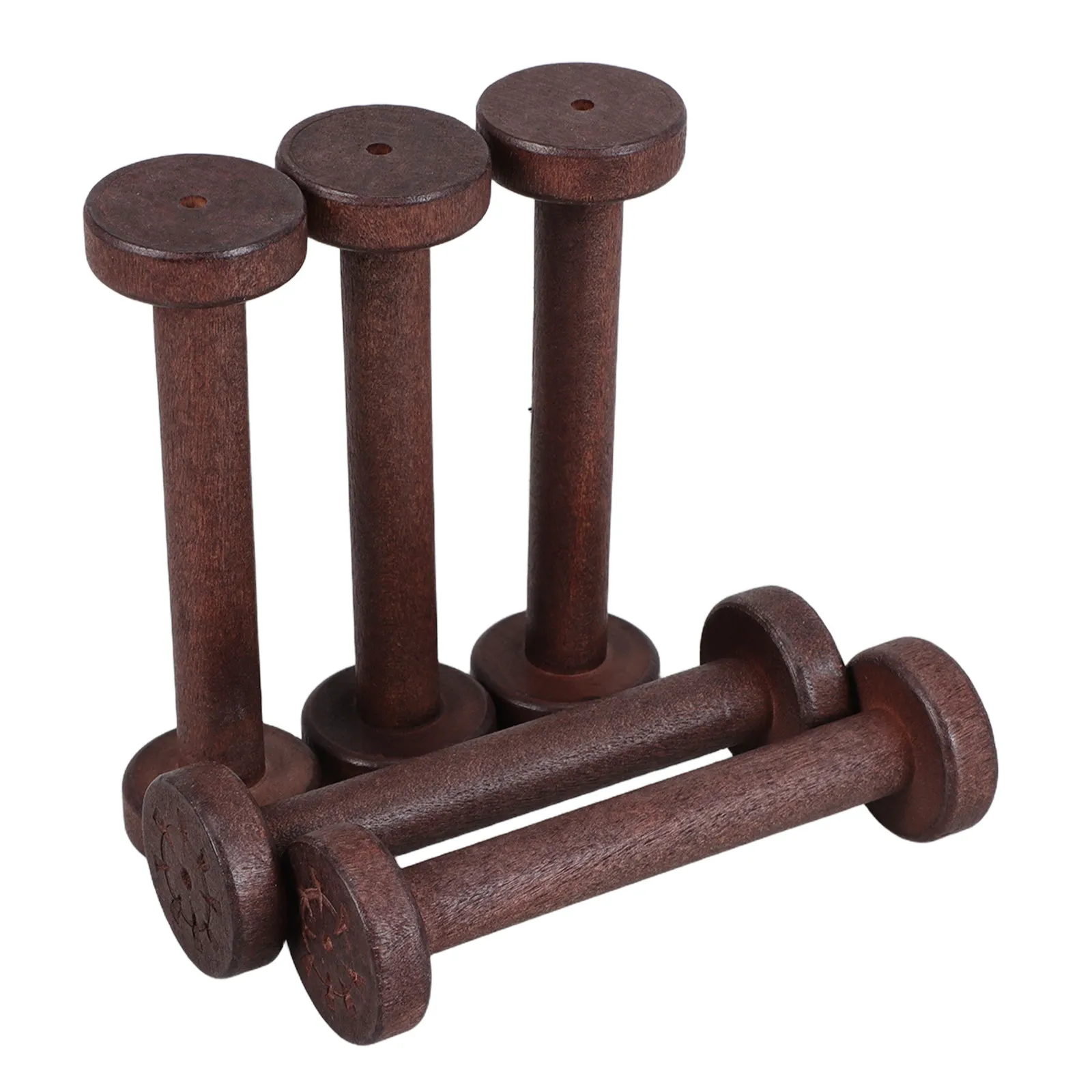 5Pcs Wooden Spools for Crafts Unfinished Natural Wood Bobbins Rustic Thread Cord Organizer 3.78x1.1in Vintage Sewing Yarn Ribbon view 2