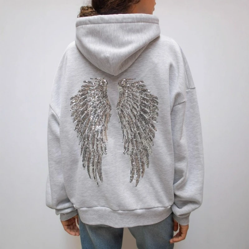 New Women Clothing European American Style 2026 AutumnWinter Fashionable Versatile Solid Color Wing Beaded Embroidery Casual Set