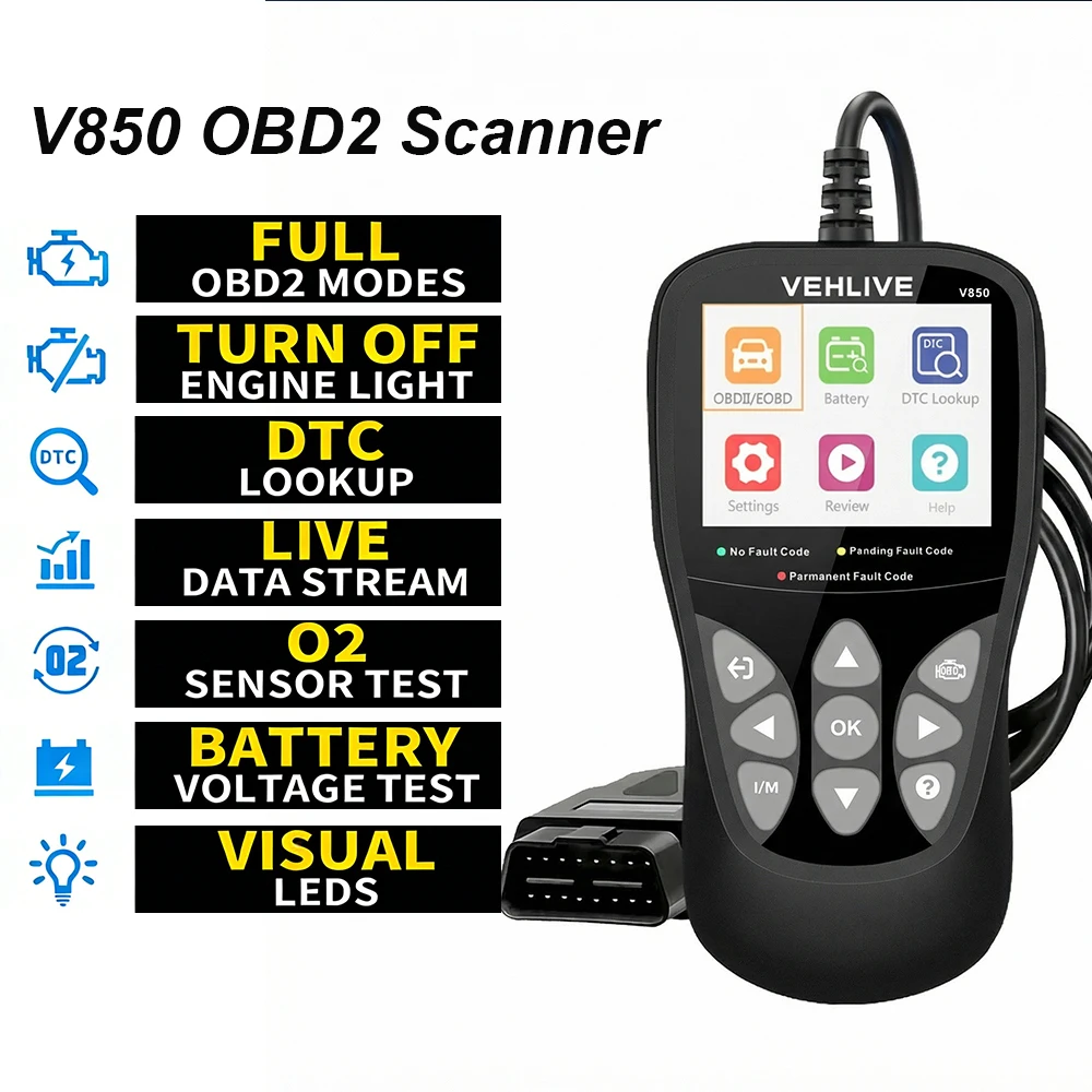 Alat Diagnostik Scanner OBD2 Aksesoris Mobil Pembaca Kode Mesin Otomatis dengan Reset Alat Pemindai Mobil OBDII/EOBD yang Ditingkatkan