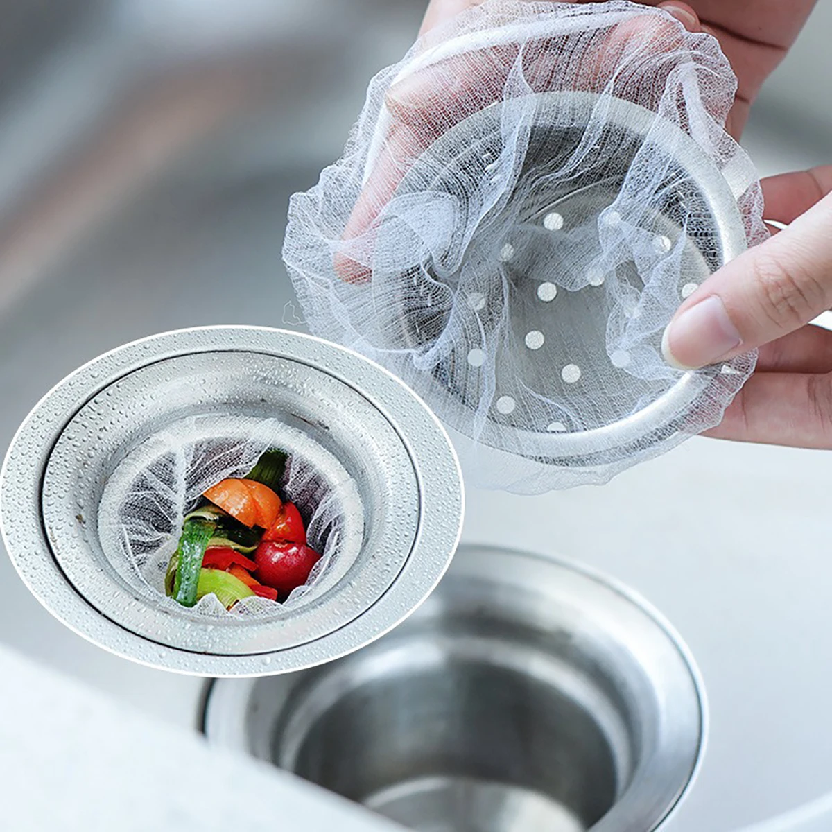 

100 Pcs Disposable Kitchen Sink Filter Mesh Sewer Garbage Filter Meal Residue Pool Mesh Bag Drainage Screen Sink Garbage Net