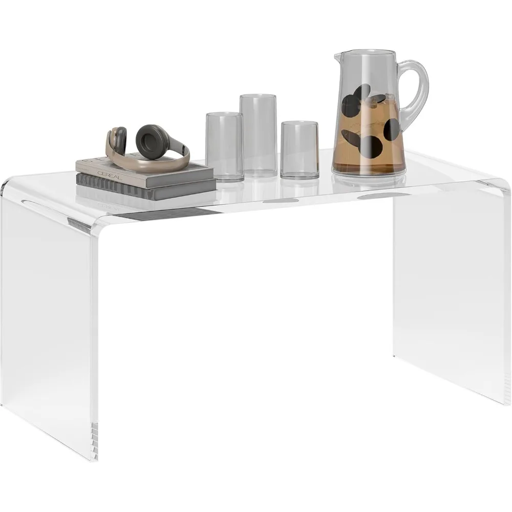 

0.6 Thick Acrylic Coffee Table, 32 Long Rectangle Waterfall Coffee Table, Clear