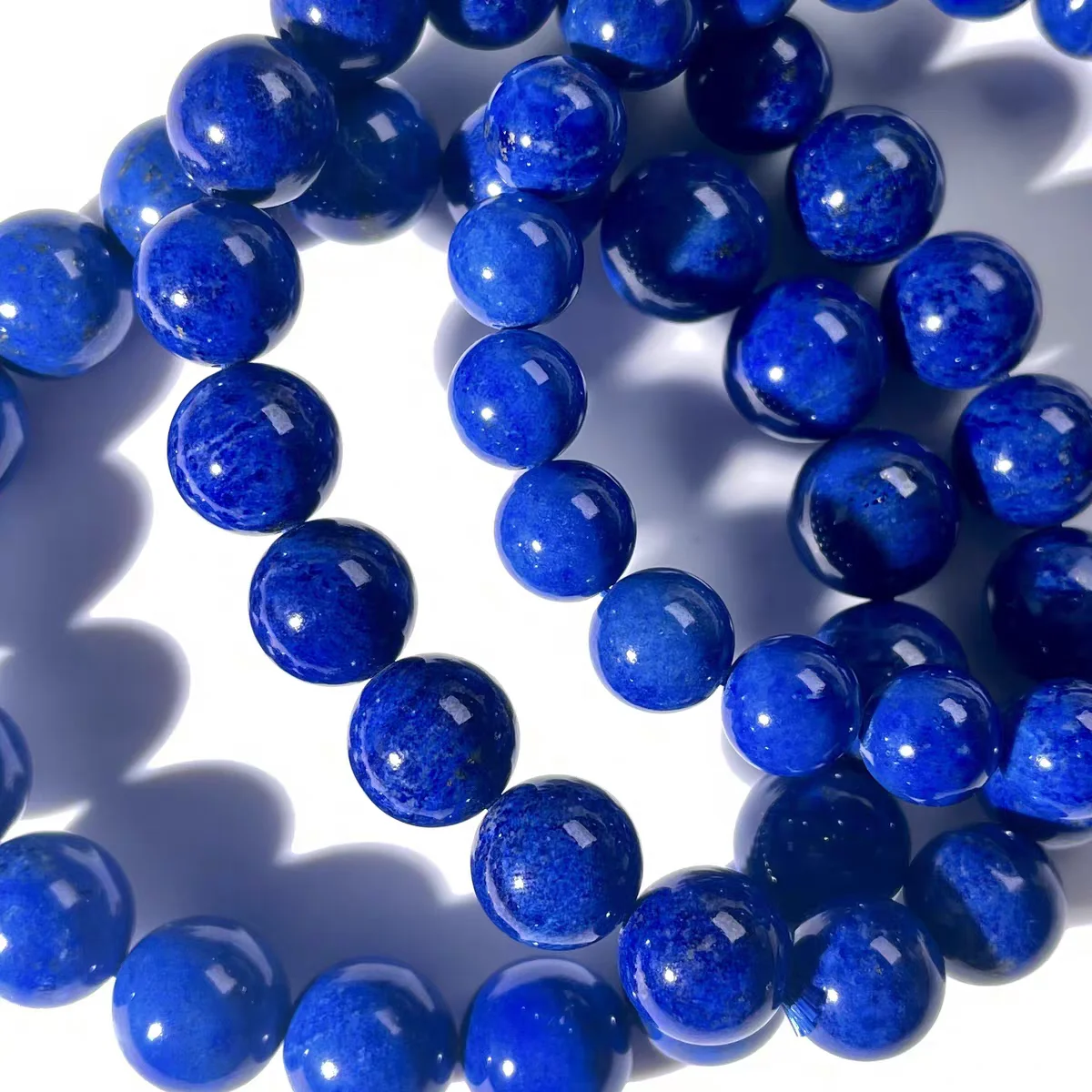 Natural Blue Lapis Lazuli Royal Women Men Bracelet 9mm Gemstone Round Beads Men Fashion Stone AAAAAA 4