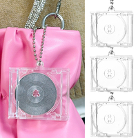 Mini Blank CD Box Keychains Women Men Creative Portable DIY Bag Pendant Transparent Plastic Backpack Decor Fashion Jewelry Gifts