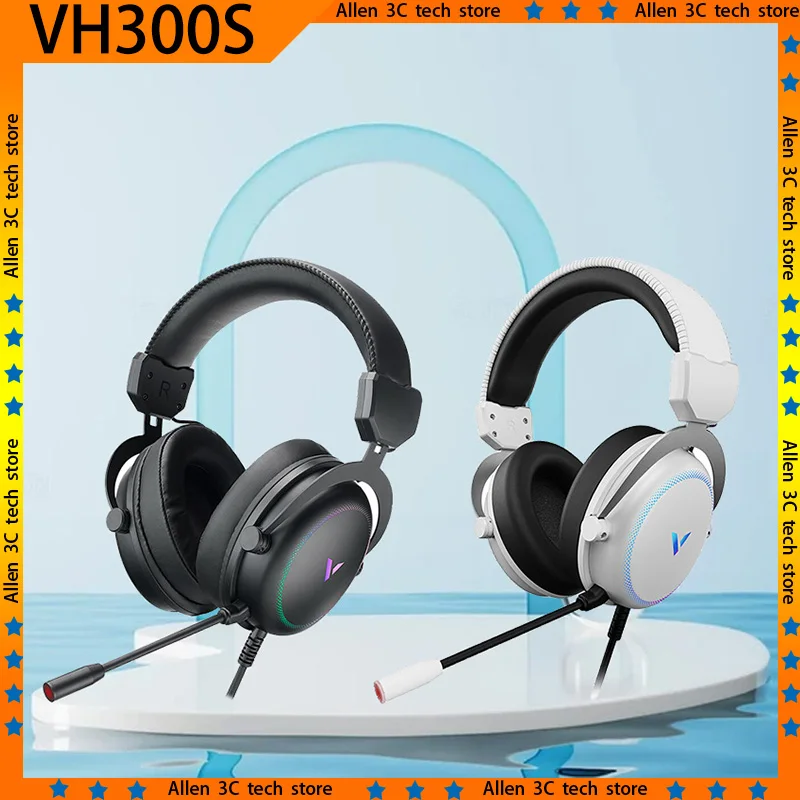 New Rapoo Vh300s Wired Headset Virtual 7.1 Channel Fps RGB Gaming Headphone Lightweight Esports Gamer Pc Gaming Earphone Mic