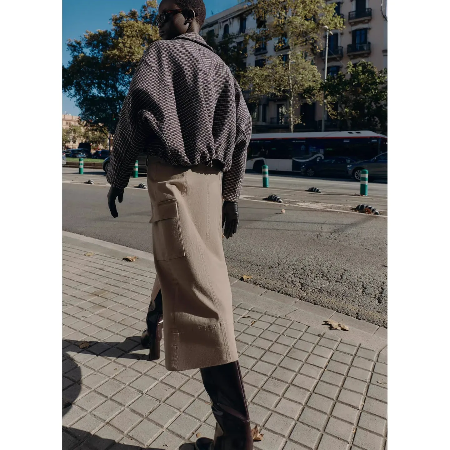 Winter Damen Casual Sle Kragen Lange Sve Plaid Baumwolle Pilot Jaet Mantel Polyester Faser ort Länge Reißverschluss