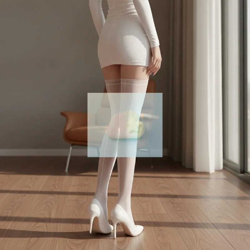 Sheer Mesh Thigh High Stockings Back Stripe Elastic Lace Top Semi Sheer Daily Party Going Out Vertical Back Stockings