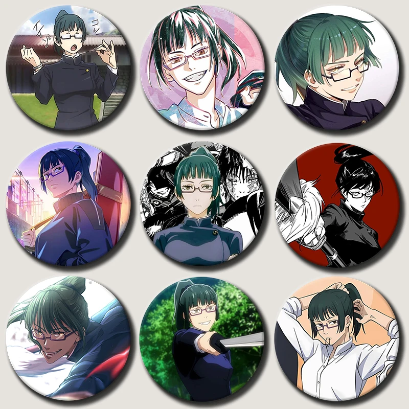 

Anime Role Play Maki Zenin Pins Badge Cartoon Originality Brooches for Backpack Hat Clothes Decoration Fans Collection Gifts