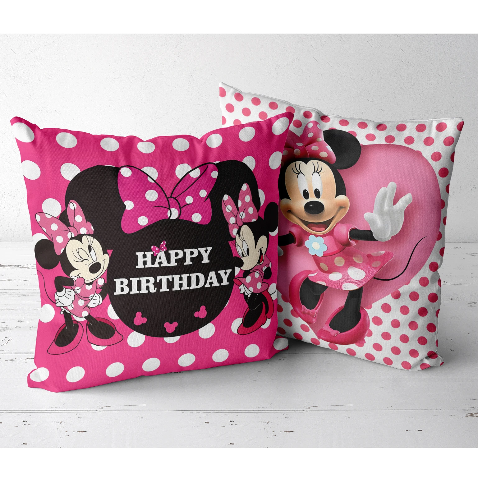 Disney Minnie Girl Square Throw Pillow Covers Birthday Party Decor Pillowcases Cushion Covers Soft Cozy Throw Pillow Case Zipper