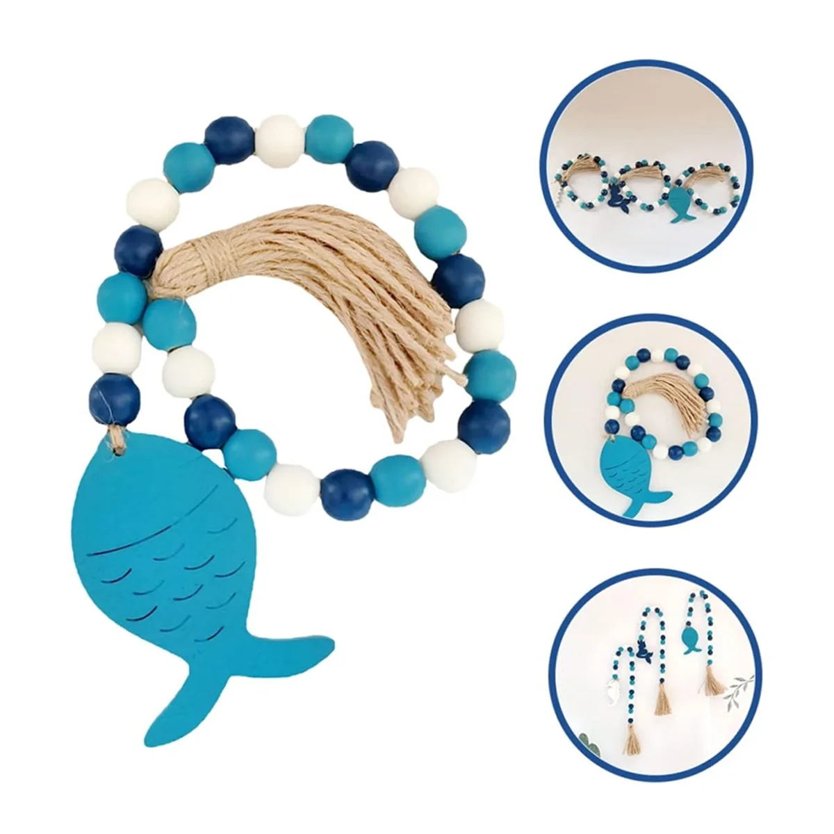 Marine Beads Mediterranean Style Decor Ocean Wood Bead Garland Beach Wood Bead Garland Snacks Summer Decorations B