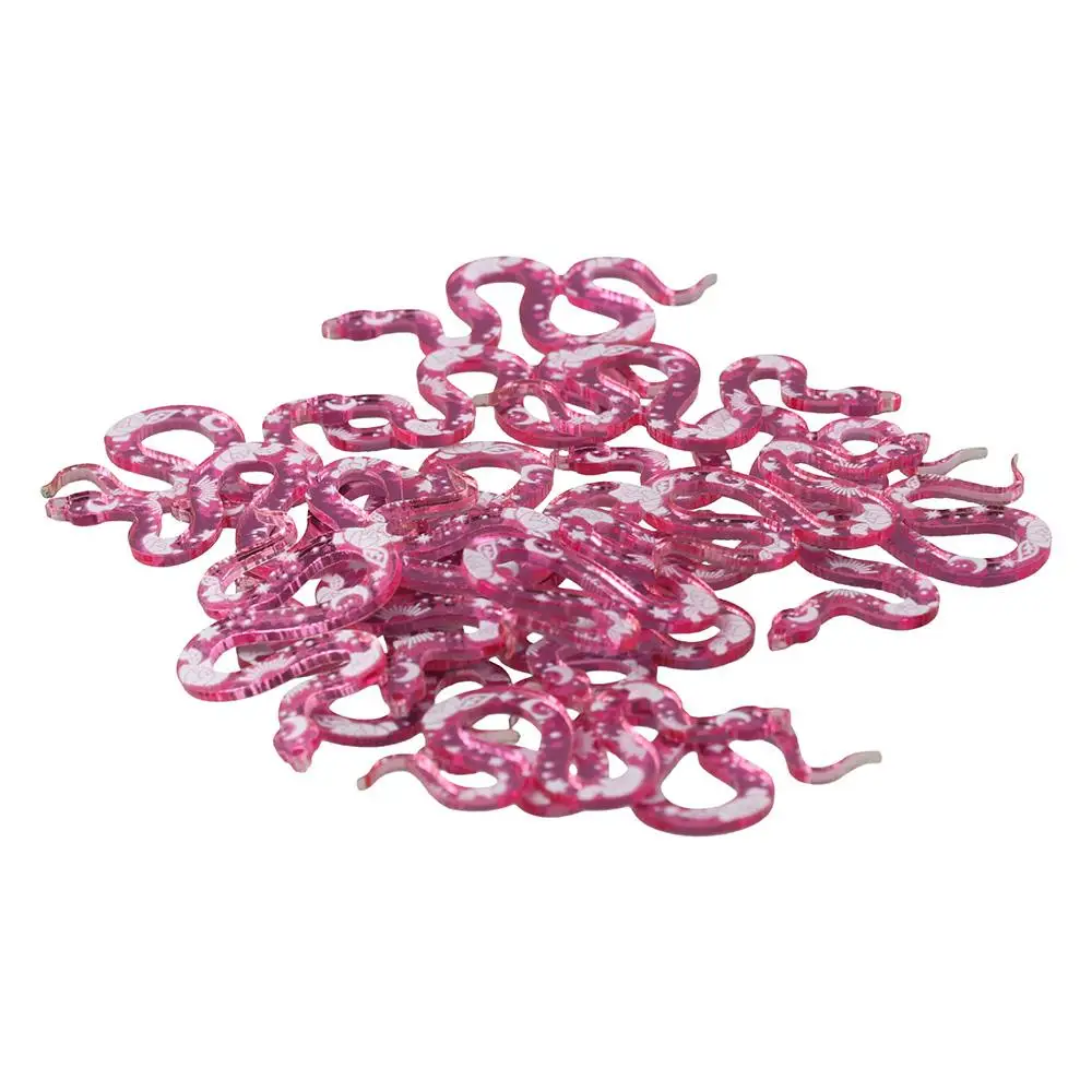 Charme acrílico com flor para fazer jóias, pingentes com cobra rosa, acessórios DIY