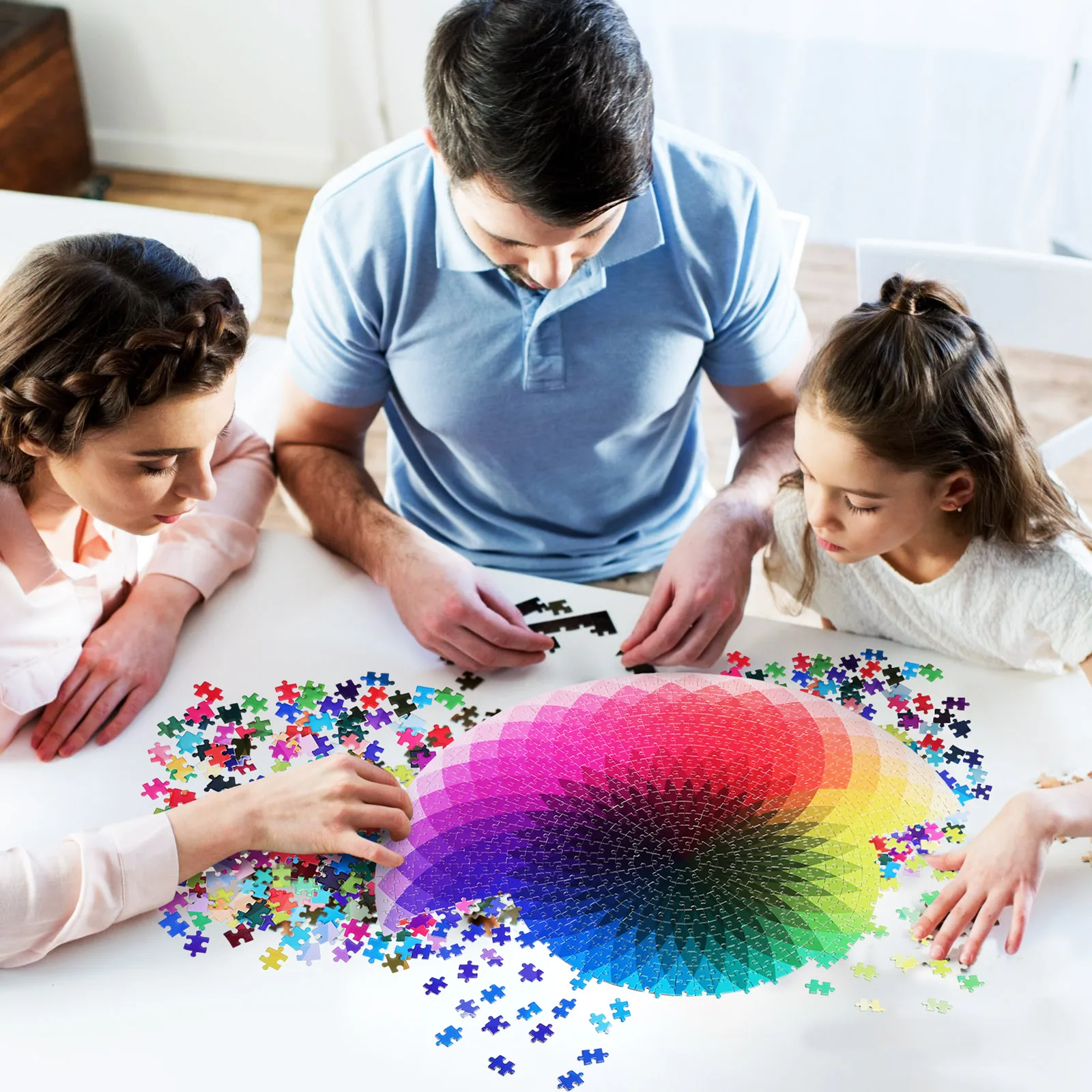 Round Rainbow Puzzle Child Puzzles for Adults Gradient Paper Challenge Brain Teaser