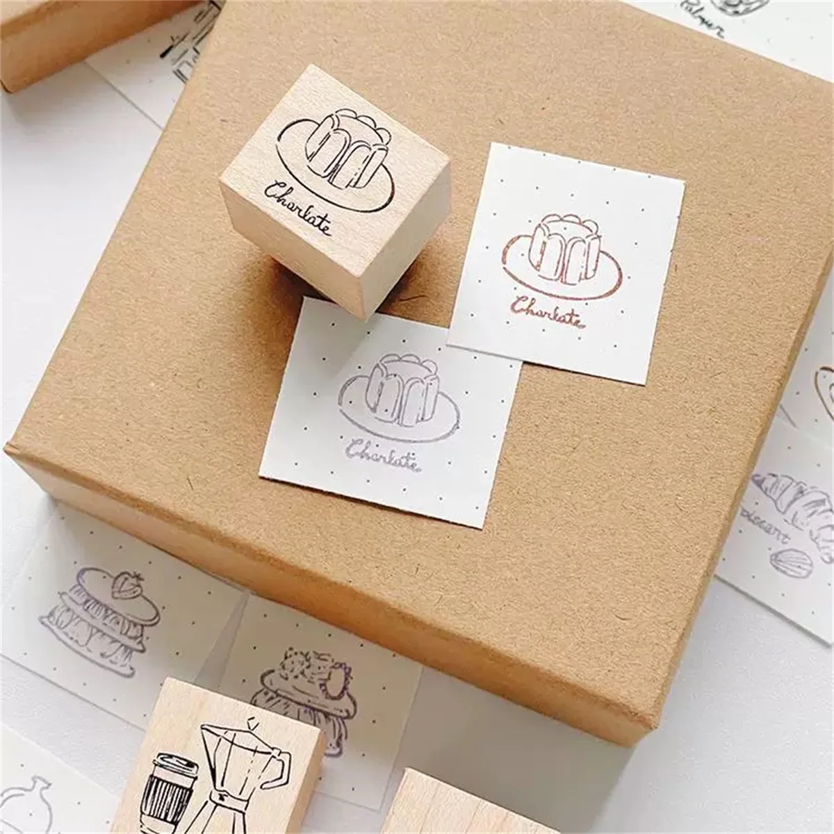 WT Studio Vintage Cafe Coffee Dessert Wooden Rubber Stamp for DIY Scrapbooking Photo Album Card Making