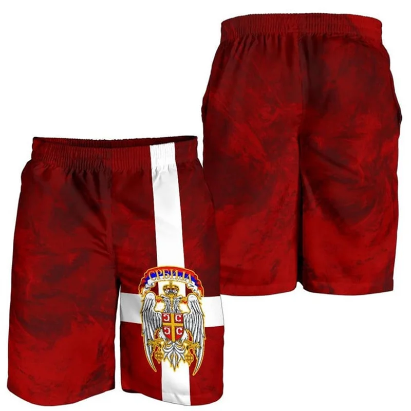 Pantalones cortos de playa con estampado 3d de la bandera de Serbia para hombre, secado rápido para tabla de Surf, bañadores deportivos populares, ropa de baño