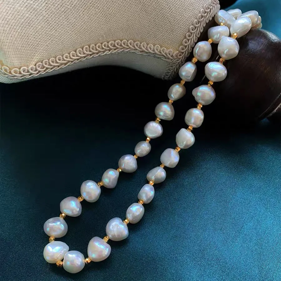 100% Natural Baroque Freshwater Pearl 14K Gold Filled Female Beads Chain Necklace Jewelry For Women Mother\'s Day Gifts No Fade