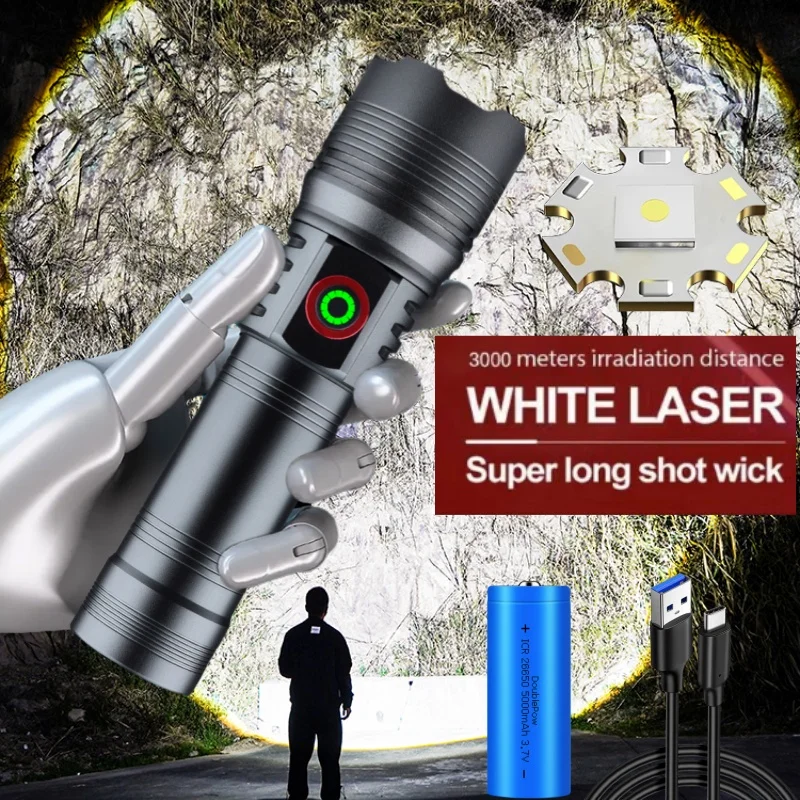 High Power LED Flashlight Strong Light Lantern USB Rechargeable Long Range Tactical Torch Most Powerful Lamp For Fishing Hunting