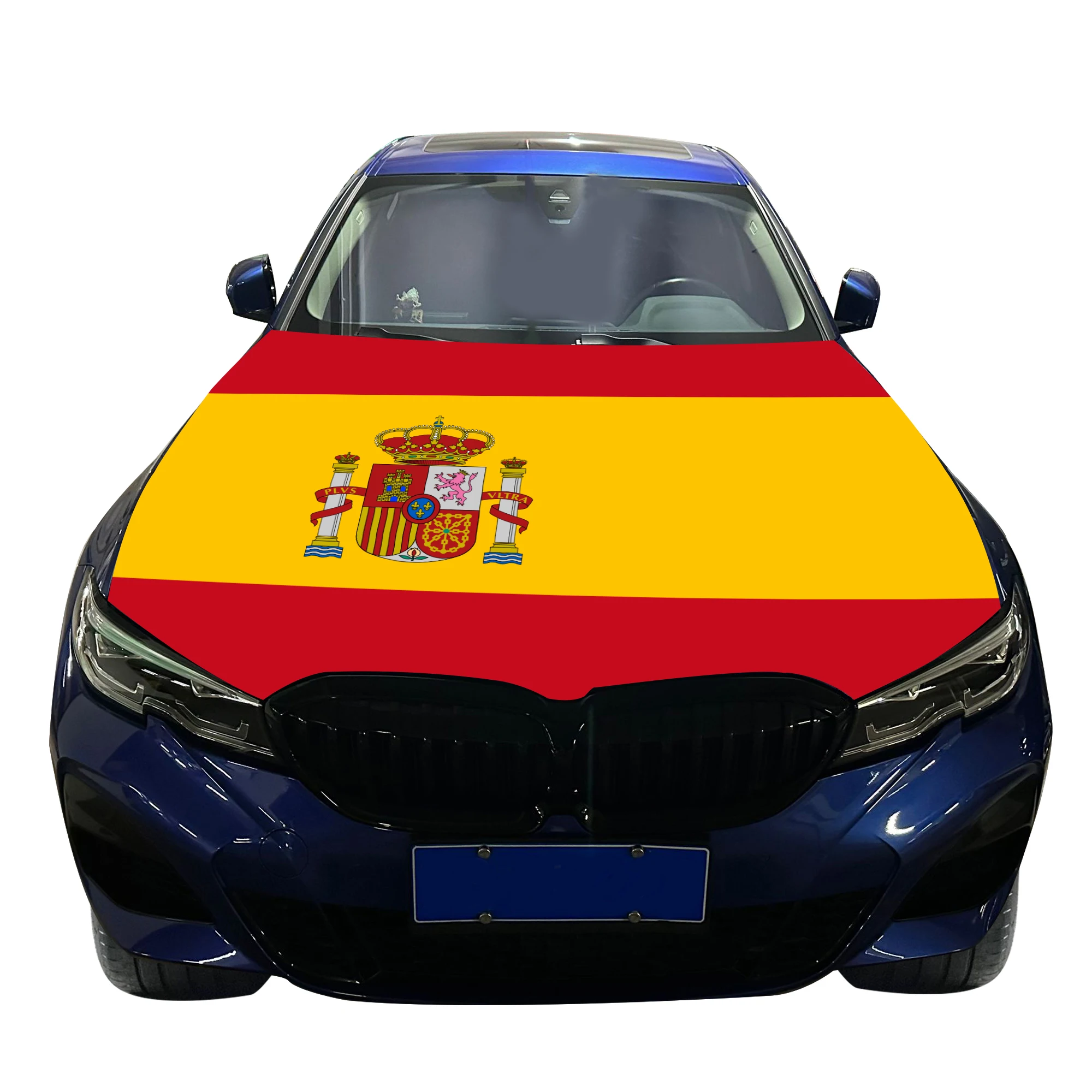 

Spain Car Hood Cover Flag Universal Size Elastic Polyester 120x150cm for Car Decor