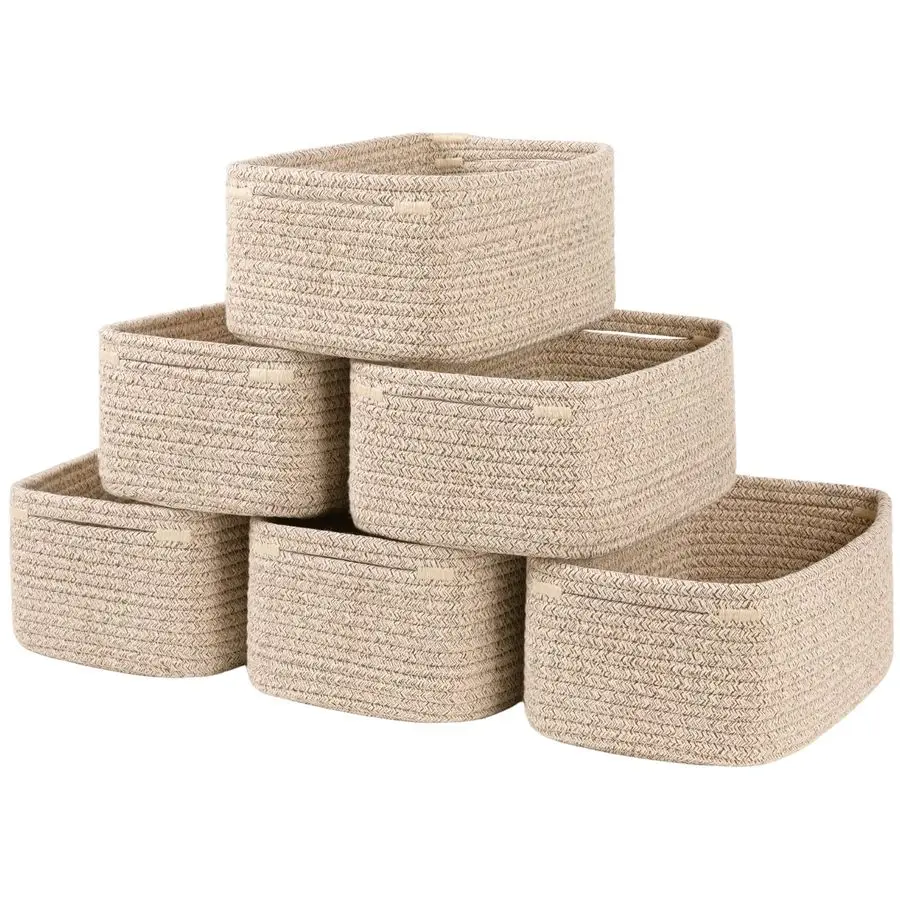 

6 Pack Storage Baskets for Shelves, Small Baskets for Shelves, Cute Decorative Storage Bins, Organizer Basket for Gifts Empty, 1