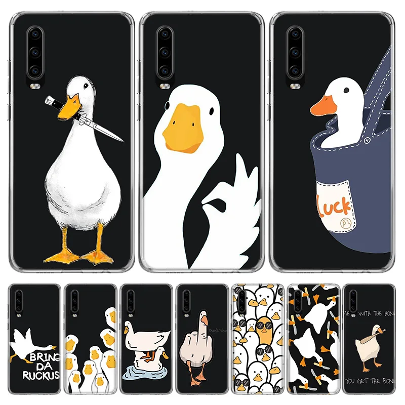 Cartoon Duck Goose Game Case Phone Cover for Huawei P30 Lite P40 P20 P10 Mate 10 20 Pro P Smart Z 2019 Y5 Y6 Y7 Y9S Trend Fundas