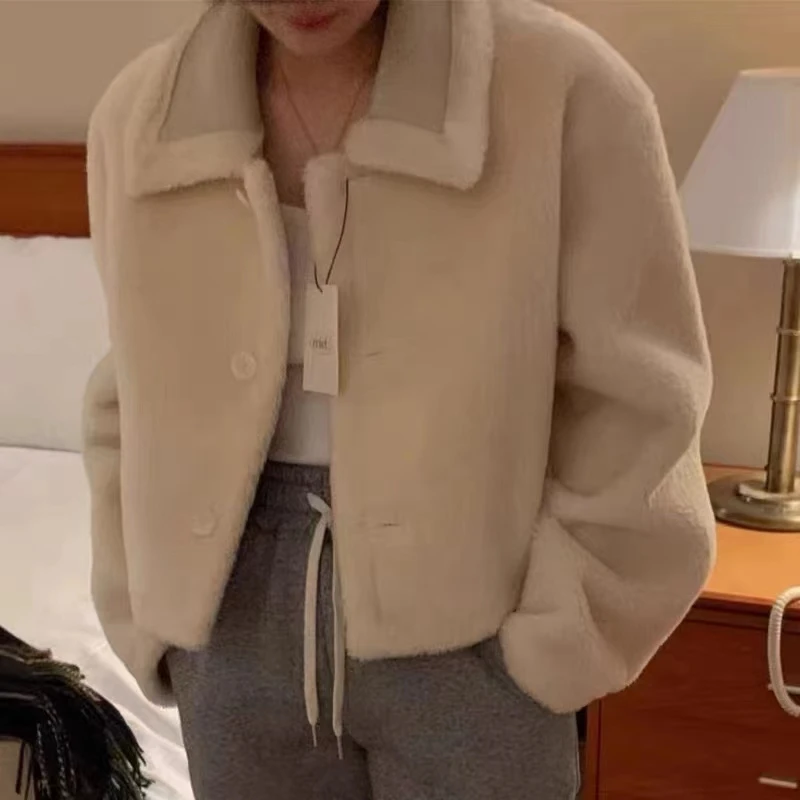 الخريف الشتاء ort طوق الفراء والجلود Inteated ملابس خارجية المرأة تخفيف Sle طويل Sve معطف جديد وصول 2024