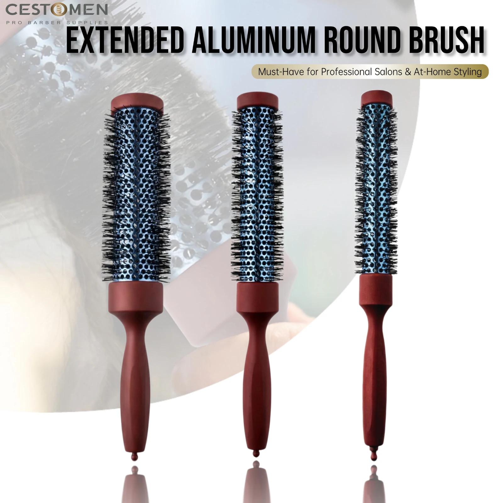 

1Pc Pro Wood Handle Extended Aluminum Barrel Round Hair Brush For Women Removable Tail Curly Roll Styling Combs Hairdresser Tool